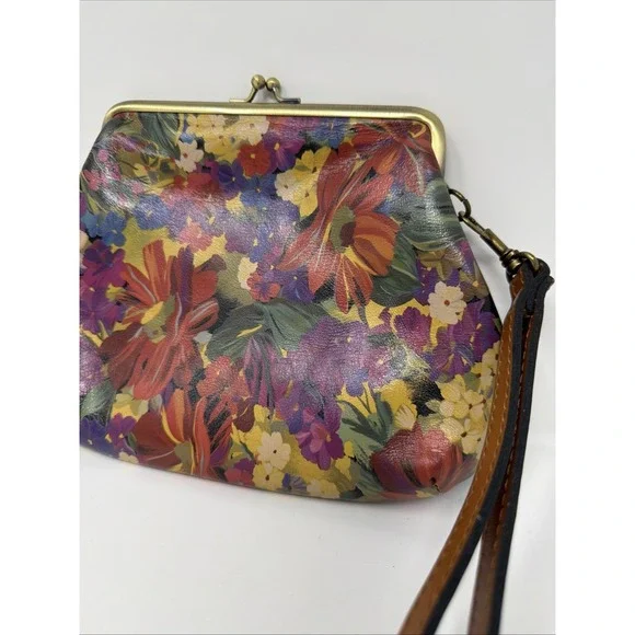 Patricia Nash Painted Leather Clutch- Gorgeous Florals- Velvet Interior